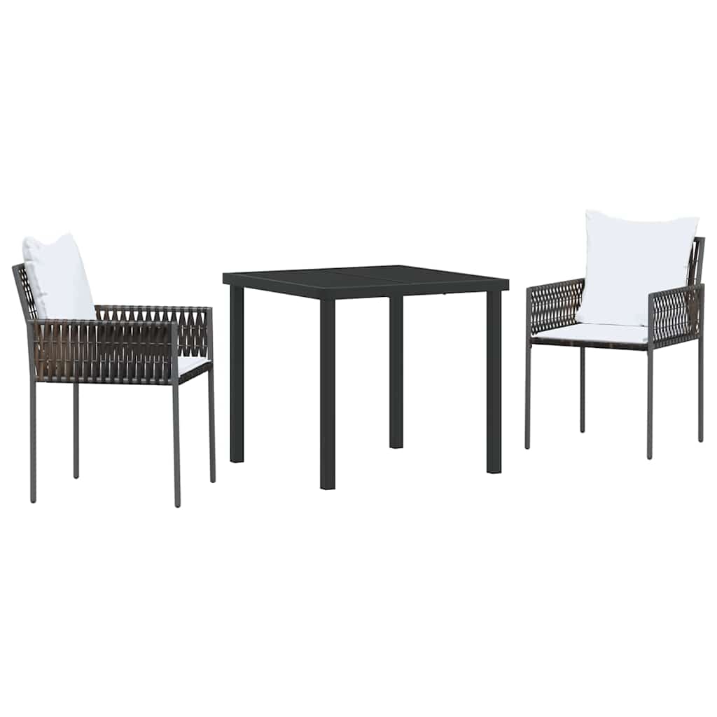 Set da Pranzo per Giardino 3 pcs Marrone Poly Rattan - homemem39