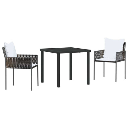Set da Pranzo per Giardino 3 pcs Marrone Poly Rattan - homemem39