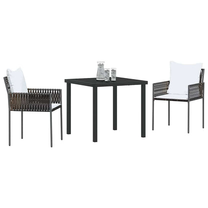 Set da Pranzo per Giardino 3 pcs Marrone Poly Rattan - homemem39