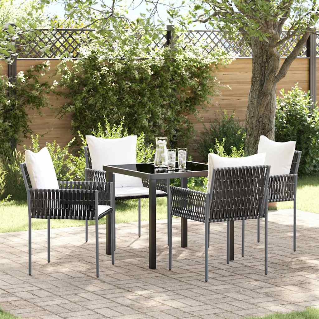 Set da Pranzo per Giardino 5 pcs Marrone Poly Rattan - homemem39