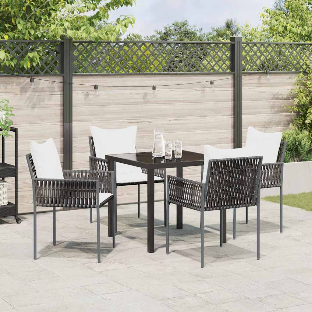 Set da Pranzo per Giardino 5 pcs Marrone Poly Rattan - homemem39
