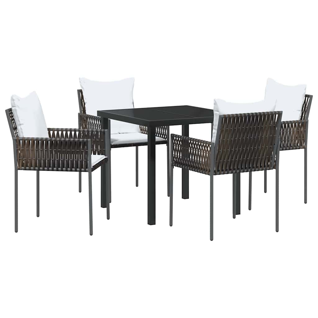 Set da Pranzo per Giardino 5 pcs Marrone Poly Rattan - homemem39