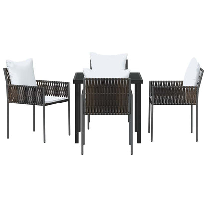 Set da Pranzo per Giardino 5 pcs Marrone Poly Rattan - homemem39