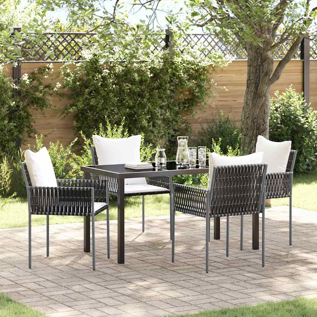 Set da Pranzo per Giardino 5 pcs Marrone Poly Rattan - homemem39
