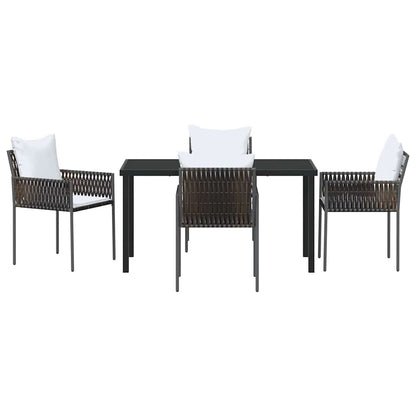 Set da Pranzo per Giardino 5 pcs Marrone Poly Rattan - homemem39