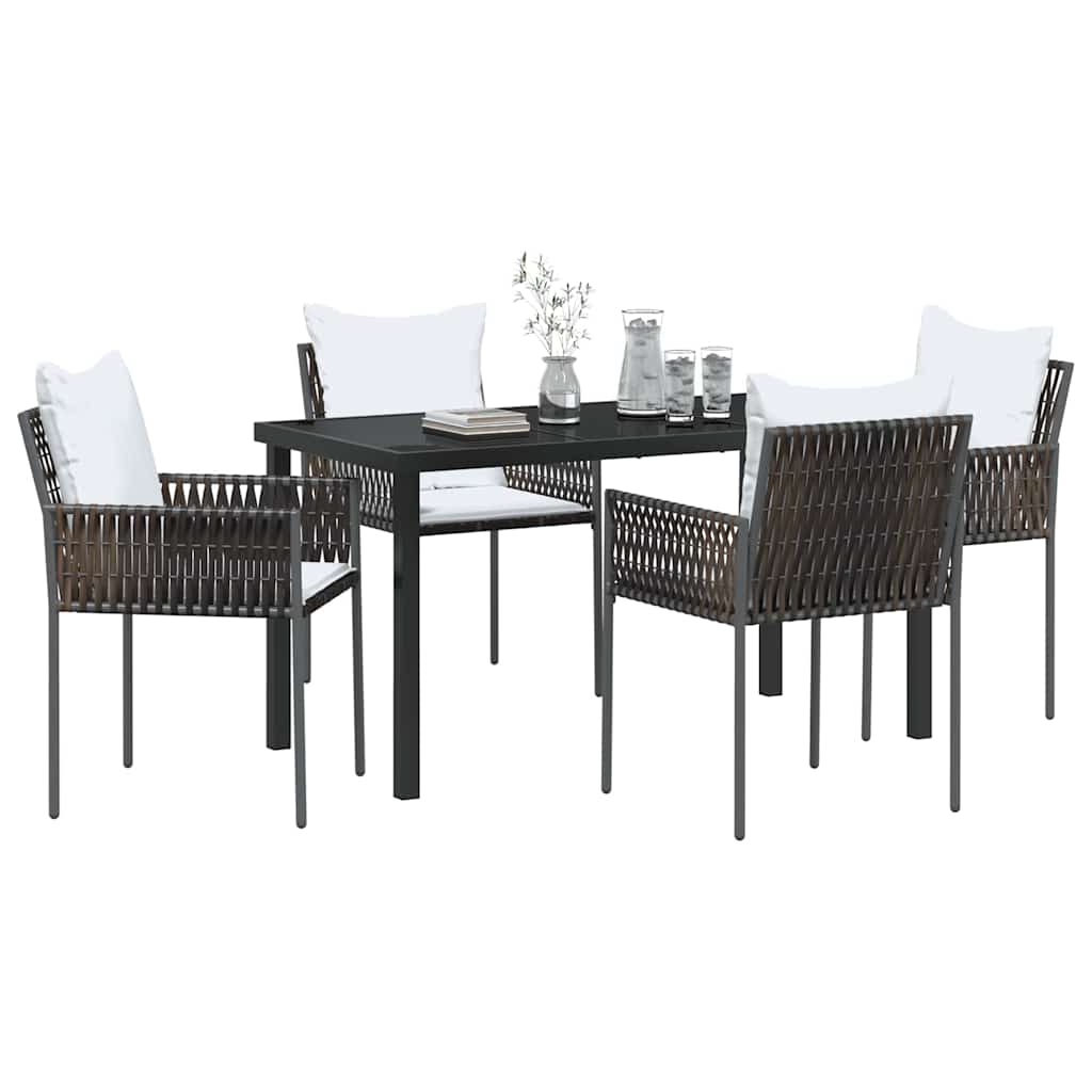 Set da Pranzo per Giardino 5 pcs Marrone Poly Rattan - homemem39
