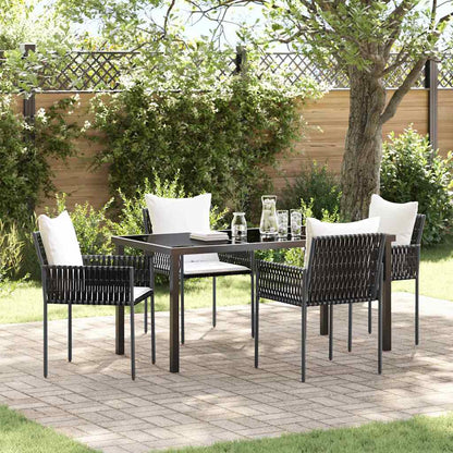 Set da Pranzo per Giardino 5 pcs Marrone Poly Rattan - homemem39