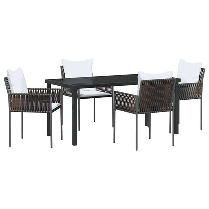 Set da Pranzo per Giardino 5 pcs Marrone Poly Rattan - homemem39