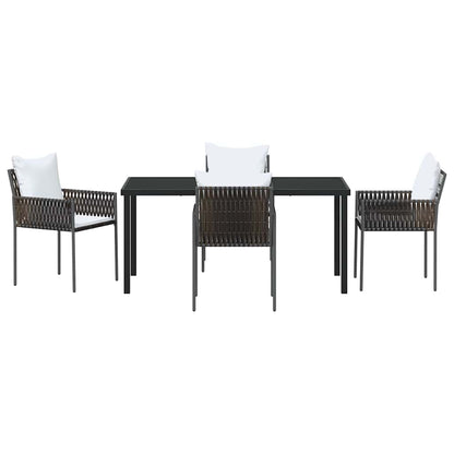 Set da Pranzo per Giardino 5 pcs Marrone Poly Rattan - homemem39