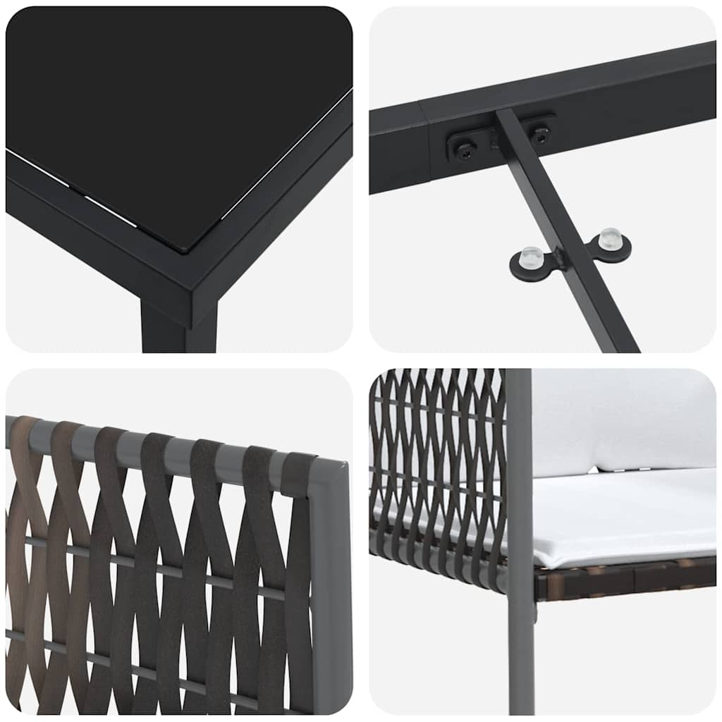 Set da Pranzo per Giardino 7 pcs Marrone Poly Rattan - homemem39