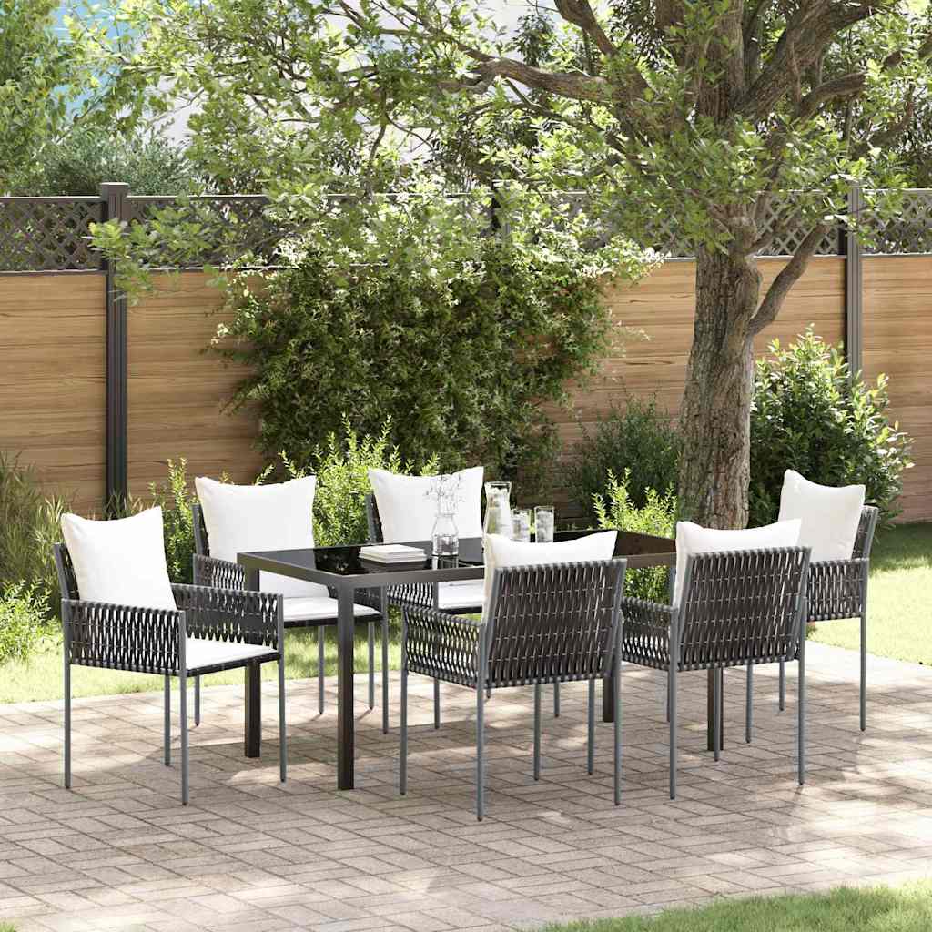 Set da Pranzo per Giardino 7 pcs Marrone Poly Rattan - homemem39