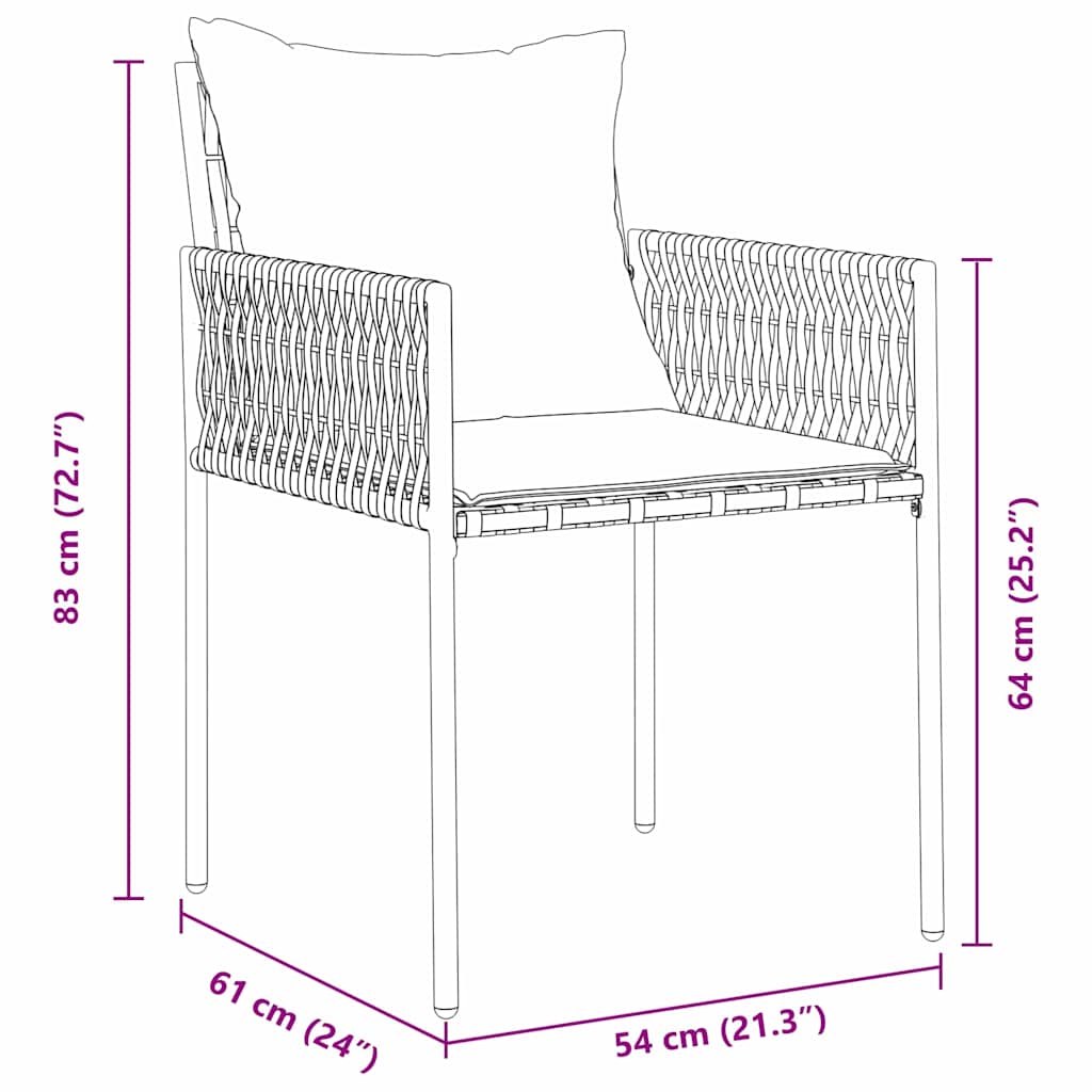 Set da Pranzo per Giardino 7 pcs Marrone e Nero Rattan in PE | homemem39