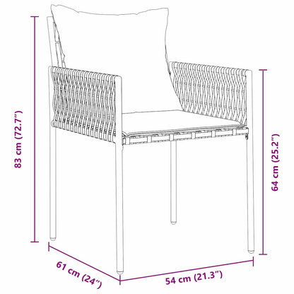 Set da Pranzo per Giardino 7 pcs Marrone e Nero Rattan in PE | homemem39