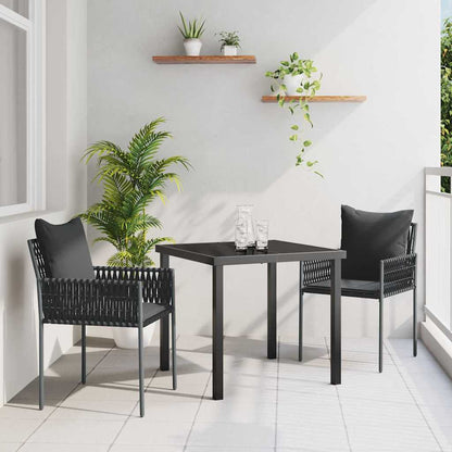 Set da Pranzo per Giardino 3 pcs Nero Poly Rattan - homemem39