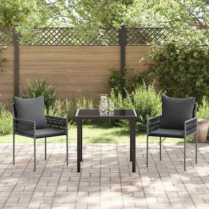 Set da Pranzo per Giardino 3 pcs Nero Poly Rattan - homemem39