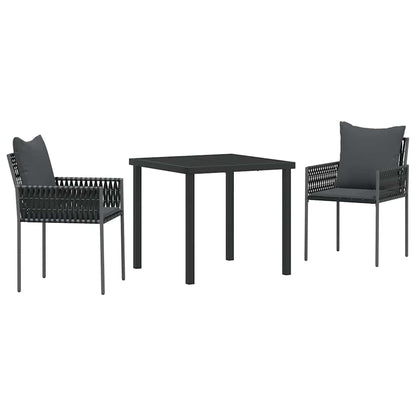 Set da Pranzo per Giardino 3 pcs Nero Poly Rattan - homemem39