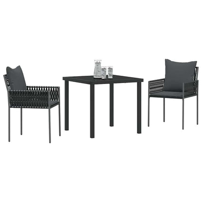 Set da Pranzo per Giardino 3 pcs Nero Poly Rattan - homemem39
