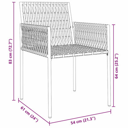 Set da Pranzo per Giardino 3 pcs Nero Poly Rattan - homemem39