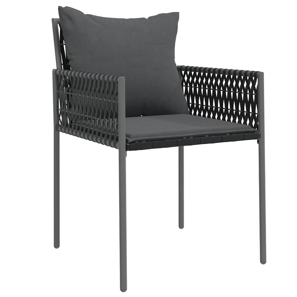 Set da Pranzo per Giardino 5 pcs Nero Poly Rattan - homemem39
