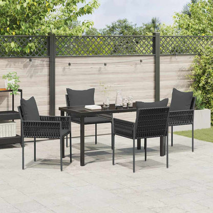 Set da Pranzo per Giardino 5 pcs Nero Poly Rattan - homemem39