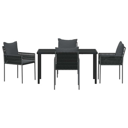 Set da Pranzo per Giardino 5 pcs Nero Poly Rattan - homemem39