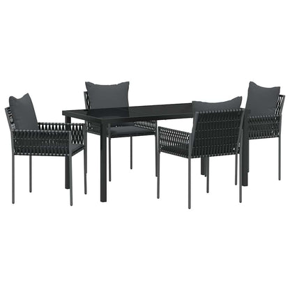 Set da Pranzo per Giardino 5 pcs Nero Poly Rattan - homemem39