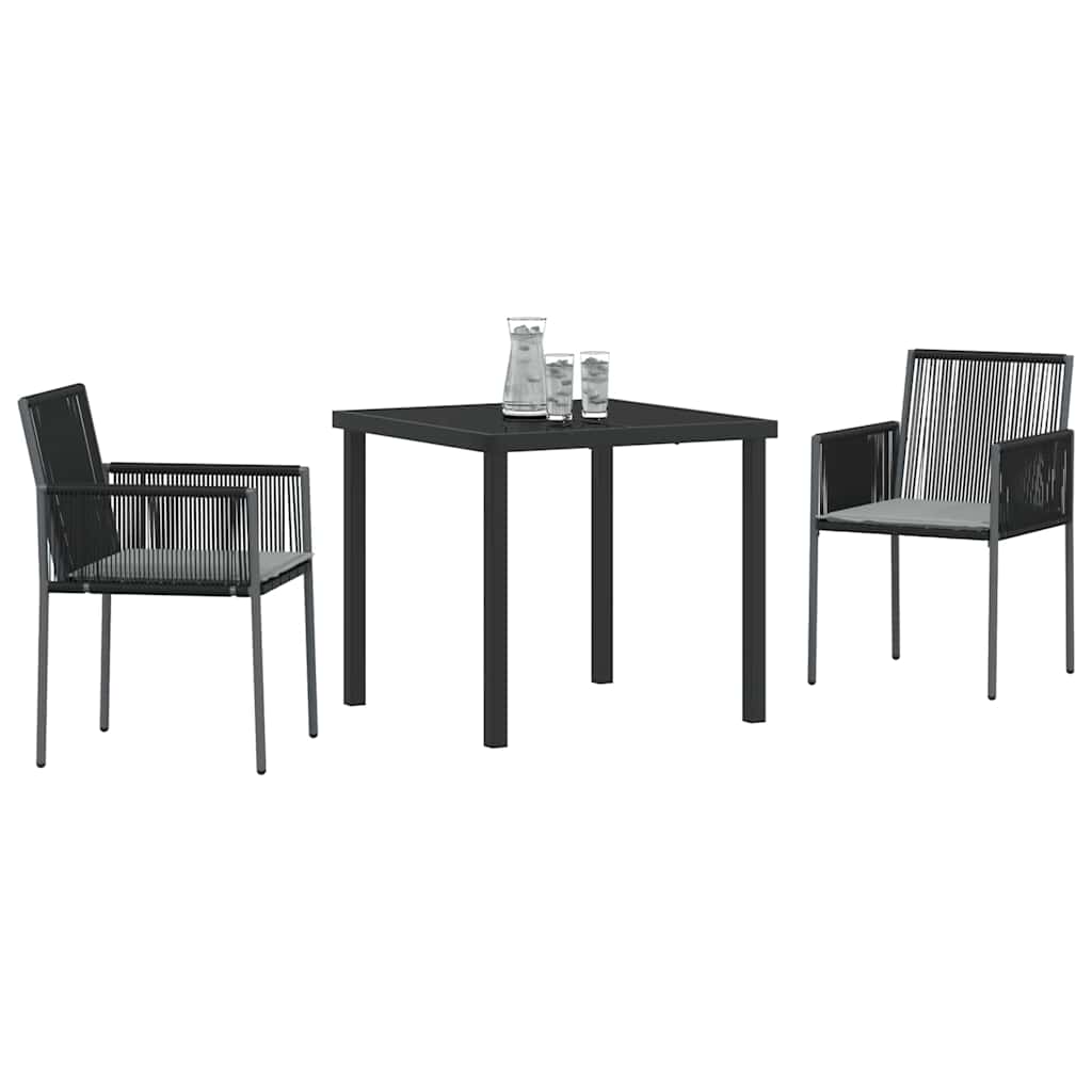 Set da Pranzo per Giardino 3 pcs Nero Poly Rattan - homemem39