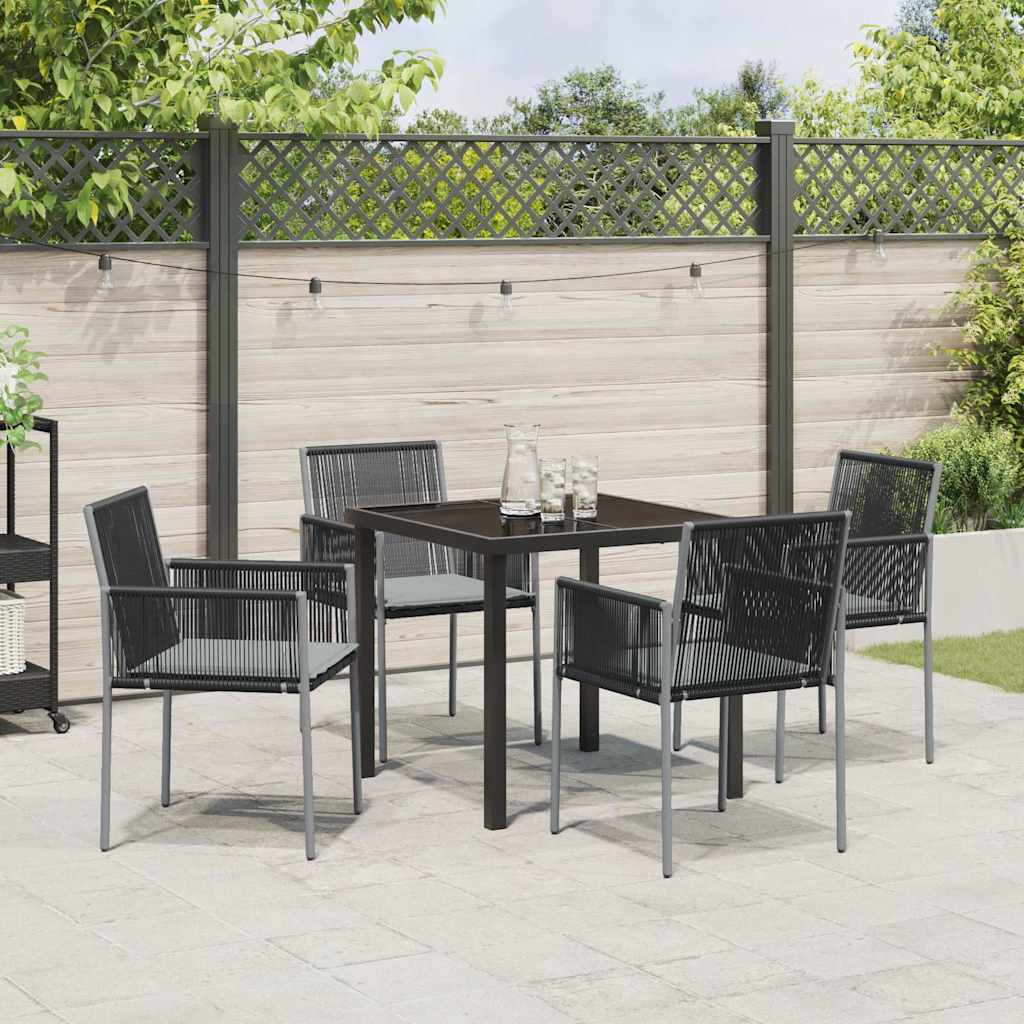 Set da Pranzo per Giardino 5 pcs Nero Poly Rattan - homemem39