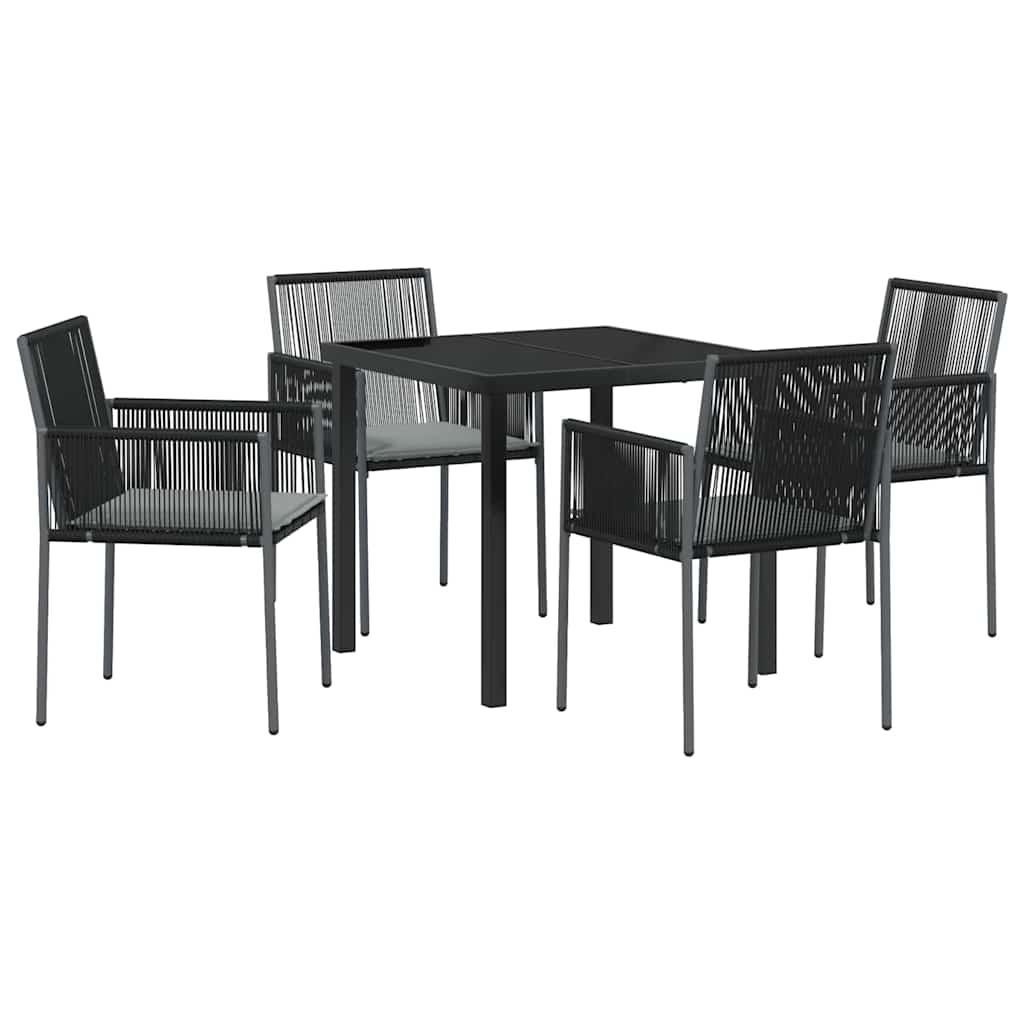 Set da Pranzo per Giardino 5 pcs Nero Poly Rattan - homemem39