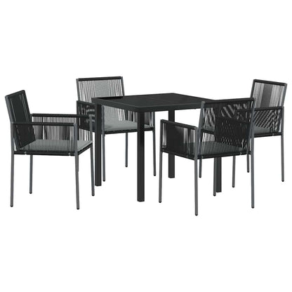 Set da Pranzo per Giardino 5 pcs Nero Poly Rattan - homemem39