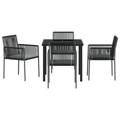Set da Pranzo per Giardino 5 pcs Nero Poly Rattan - homemem39