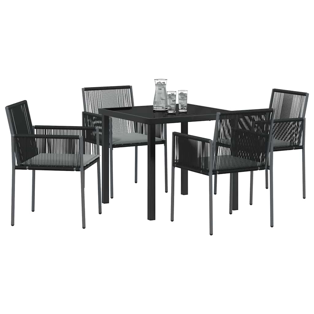 Set da Pranzo per Giardino 5 pcs Nero Poly Rattan - homemem39
