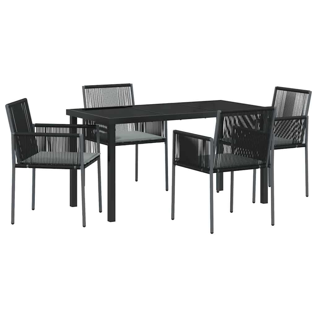 Set da Pranzo per Giardino 5 pcs Nero Poly Rattan - homemem39