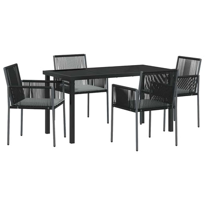 Set da Pranzo per Giardino 5 pcs Nero Poly Rattan - homemem39