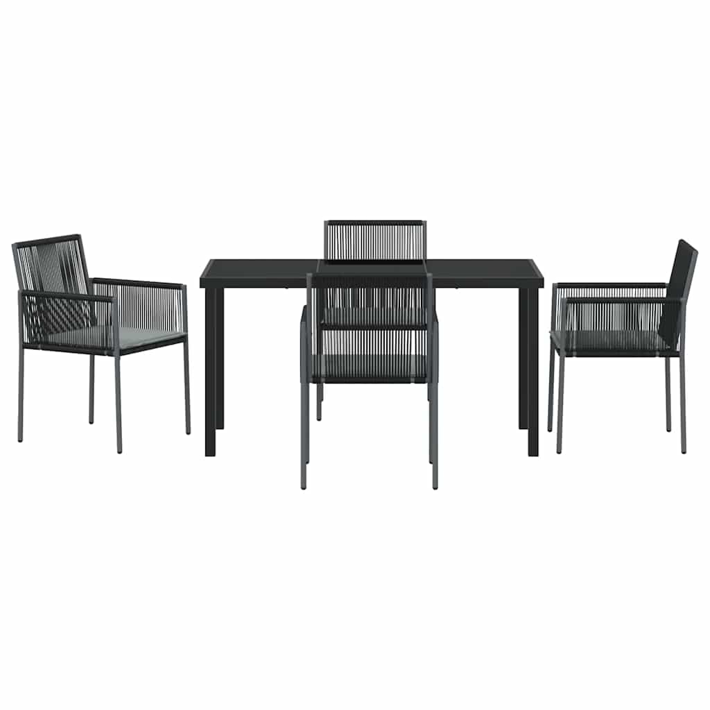Set da Pranzo per Giardino 5 pcs Nero Poly Rattan - homemem39
