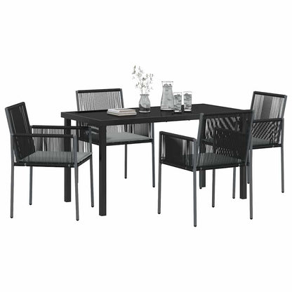 Set da Pranzo per Giardino 5 pcs Nero Poly Rattan - homemem39