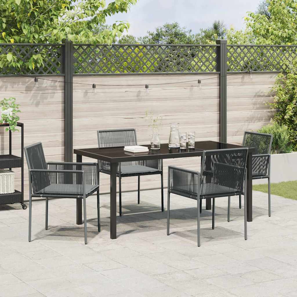 Set da Pranzo per Giardino 5 pcs Nero Poly Rattan - homemem39