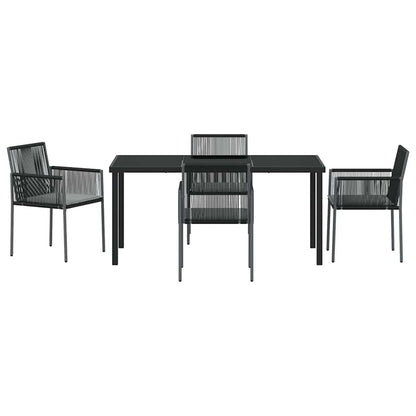 Set da Pranzo per Giardino 5 pcs Nero Poly Rattan - homemem39