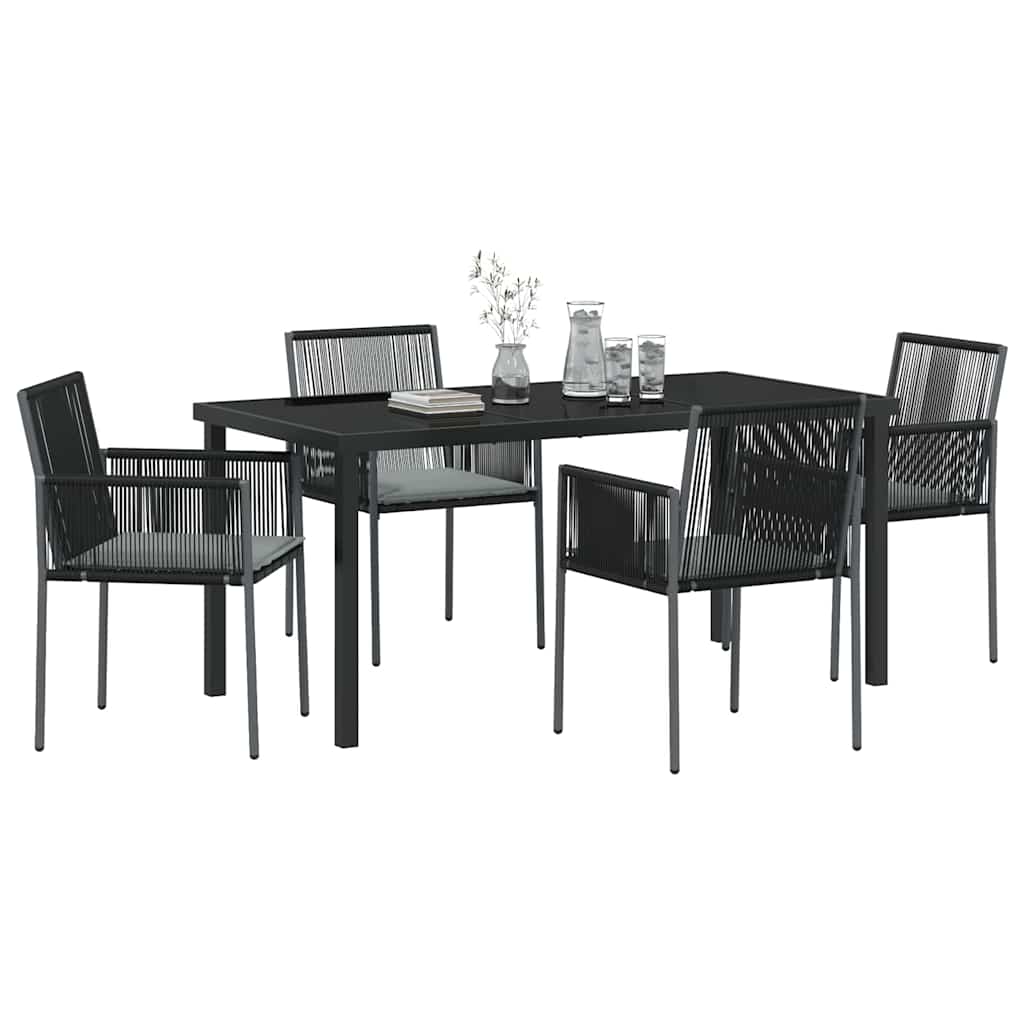 Set da Pranzo per Giardino 5 pcs Nero Poly Rattan - homemem39