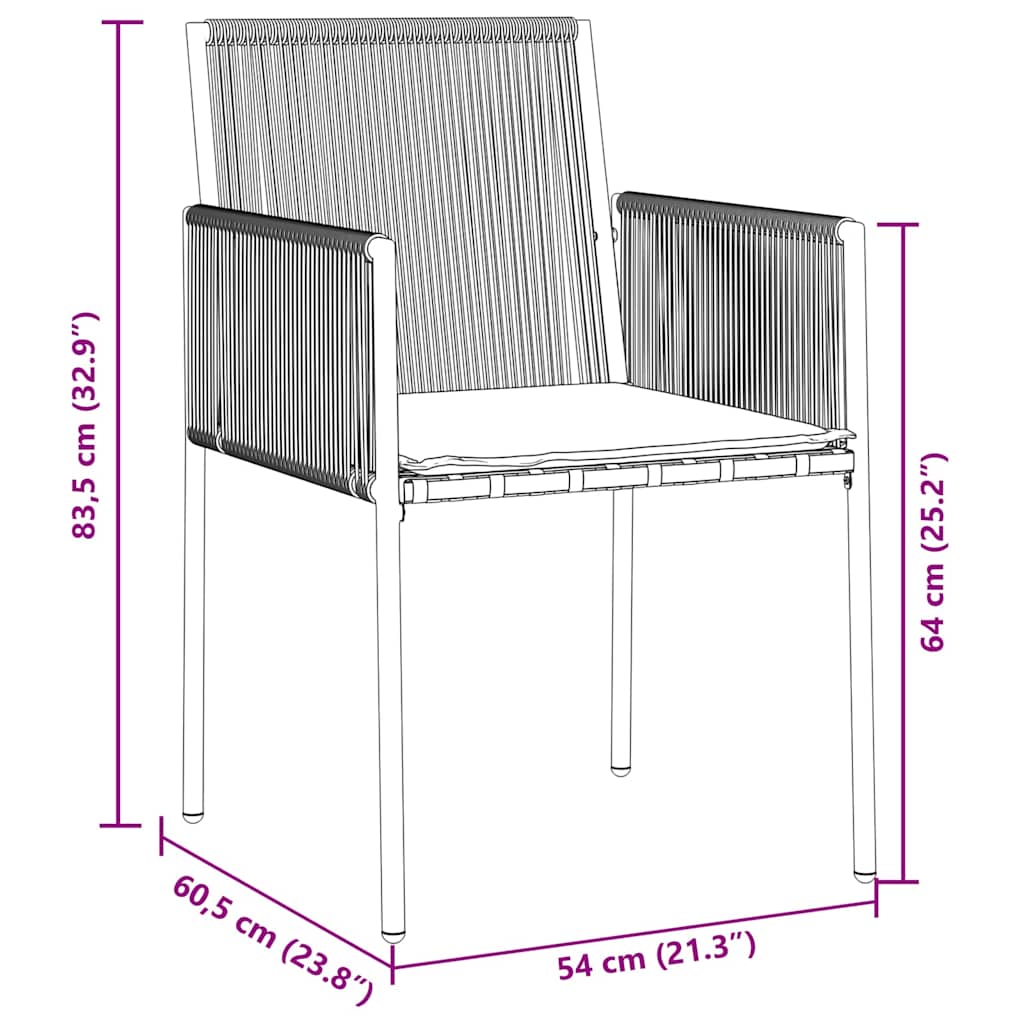 Set da Pranzo per Giardino 5 pcs Nero Rattan in PE | homemem39