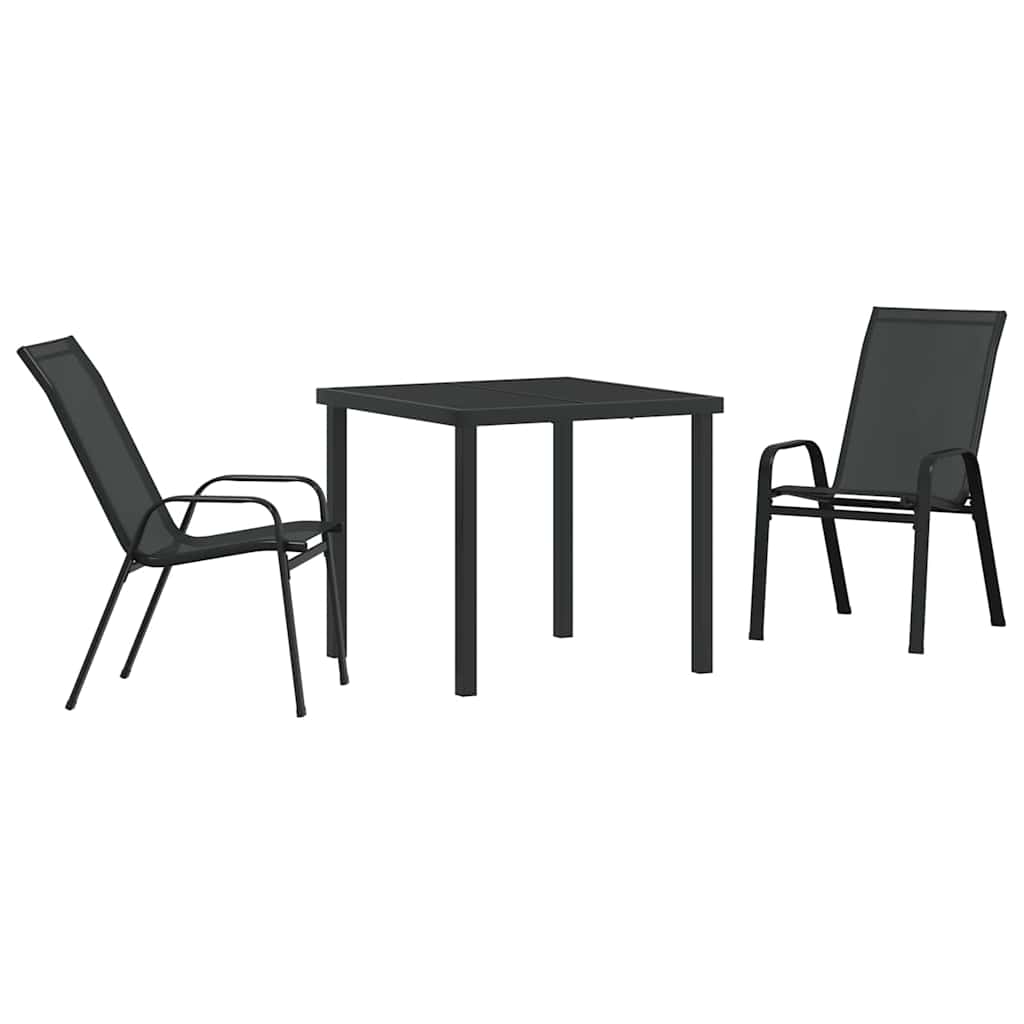 Set da Pranzo per Giardino 3 pcs Nero | homemem39