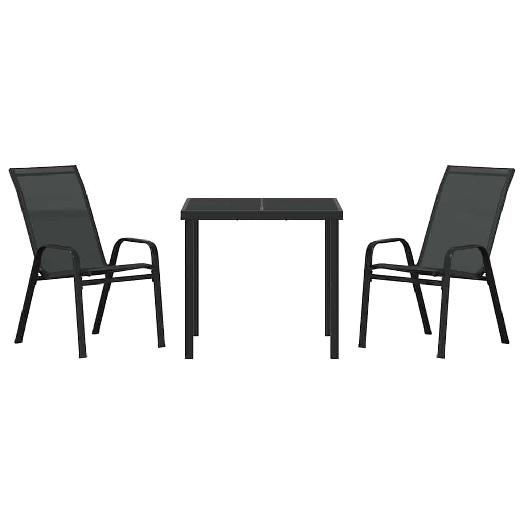 Set da Pranzo per Giardino 3 pcs Nero | homemem39