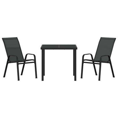 Set da Pranzo per Giardino 3 pcs Nero | homemem39