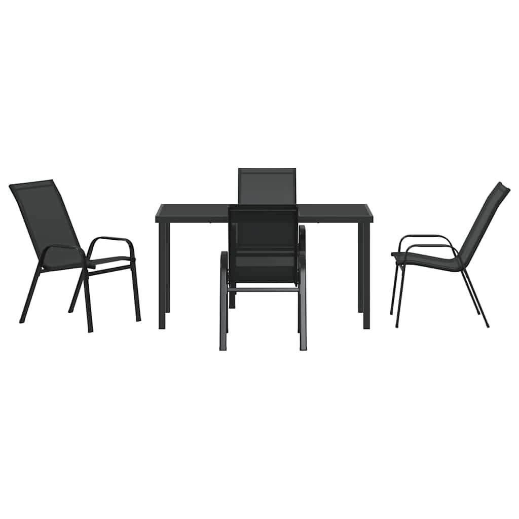 Set da Pranzo per Giardino 5 pcs Nero Textilene e acciaio - homemem39