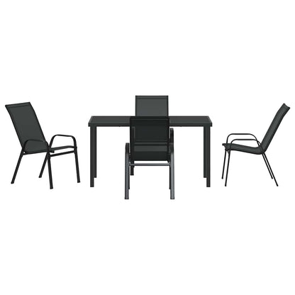 Set da Pranzo per Giardino 5 pcs Nero Textilene e acciaio - homemem39