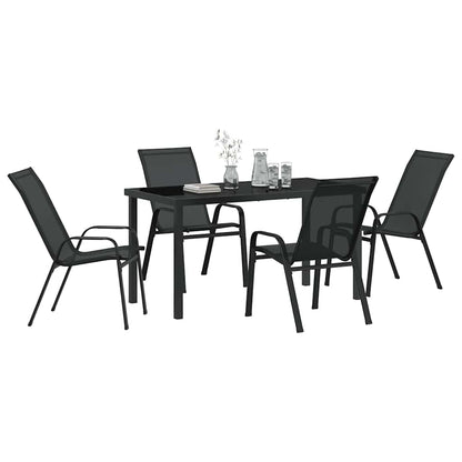 Set da Pranzo per Giardino 5 pcs Nero Textilene e acciaio - homemem39