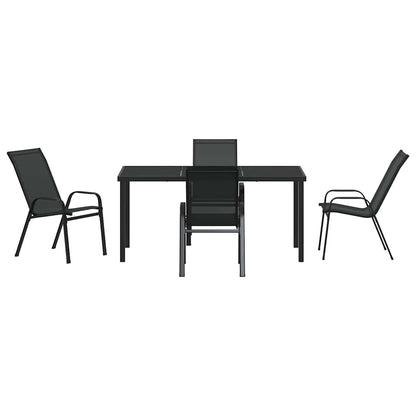 Set da Pranzo per Giardino 5 pcs Nero Textilene e acciaio - homemem39