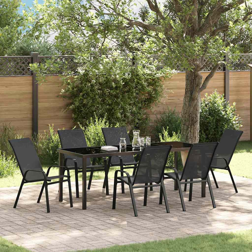 Set da Pranzo per Giardino 7 pz Nero | homemem39