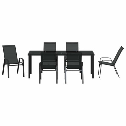 Set da Pranzo per Giardino 7 pz Nero | homemem39