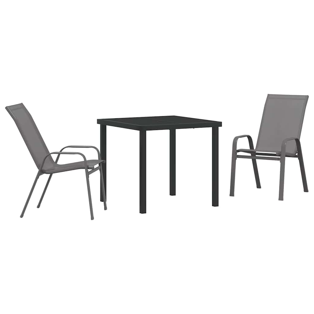 Set da Pranzo per Giardino 3 pcs Grigio e Nero | homemem39